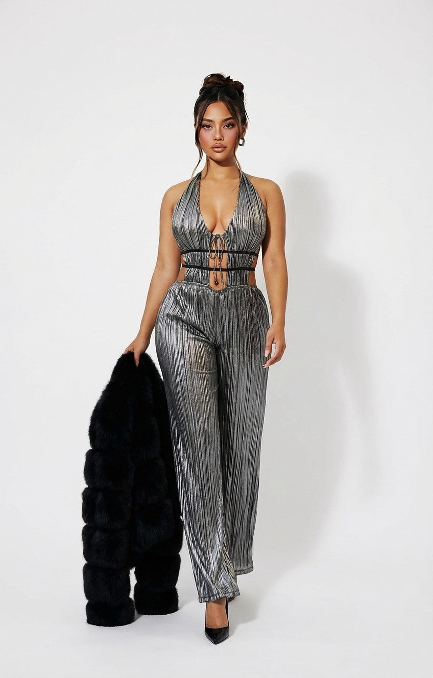 Command Attention Metallic Jumpsuit