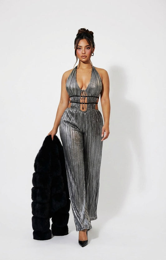 Command Attention Metallic Jumpsuit