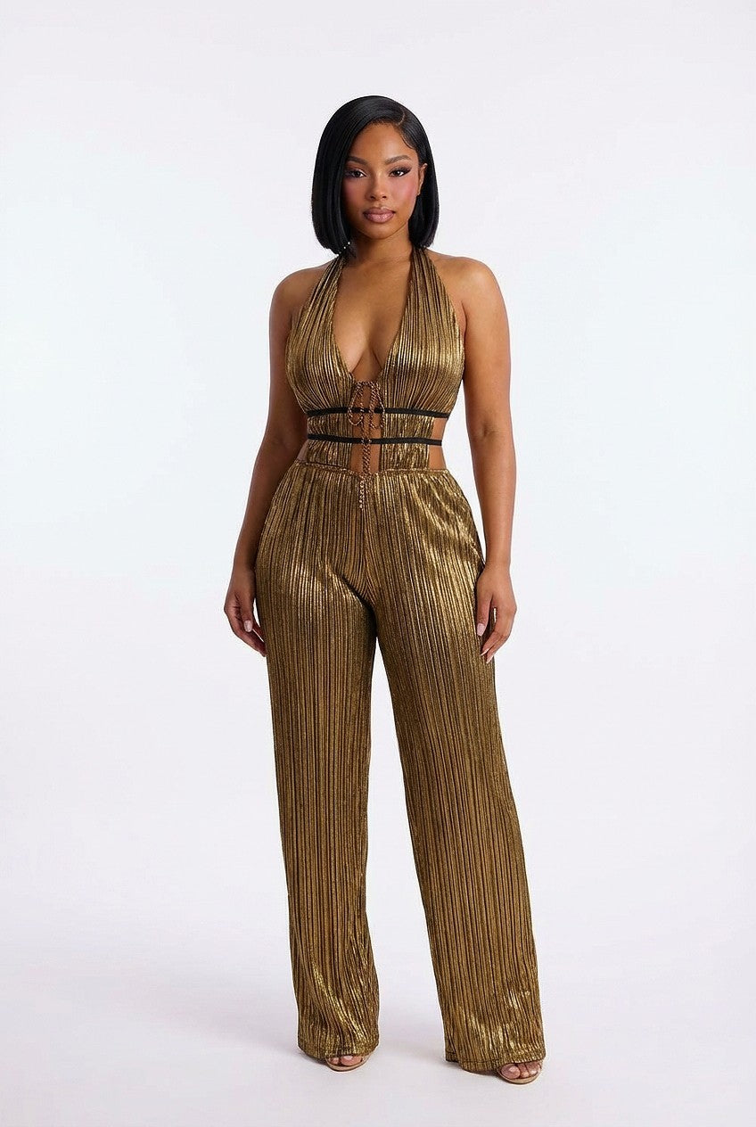 Command Attention Metallic Jumpsuit