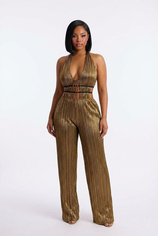 Command Attention Metallic Jumpsuit