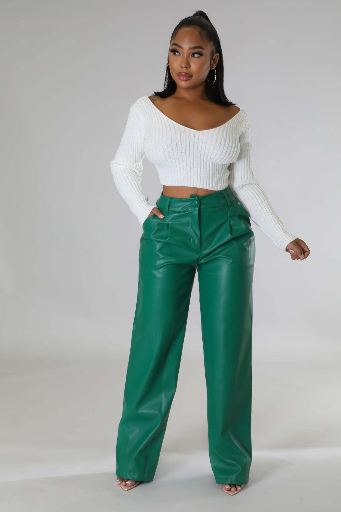 Power Play Faux Leather Straight-Leg Pants