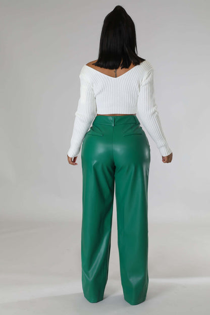 Power Play Faux Leather Straight-Leg Pants