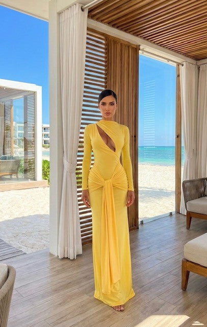 Sculpted Angle Tie Maxi Dress