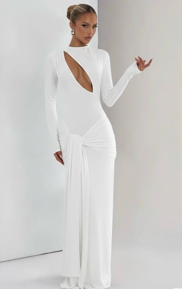 Sculpted Angle Tie Maxi Dress