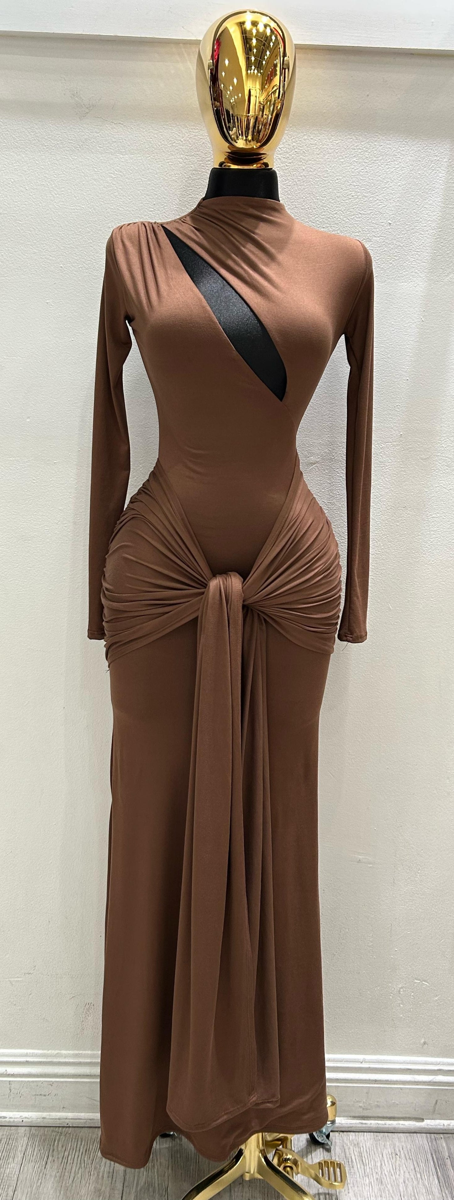 Sculpted Angle Tie Maxi Dress