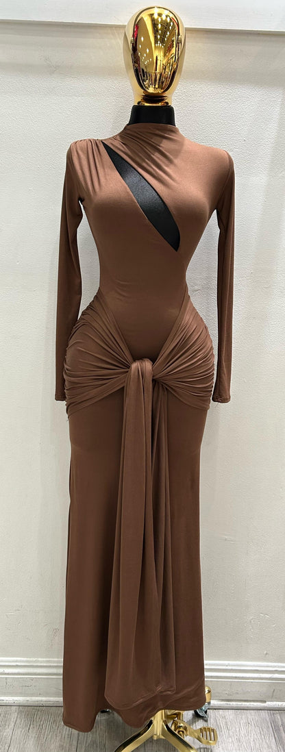 Sculpted Angle Tie Maxi Dress