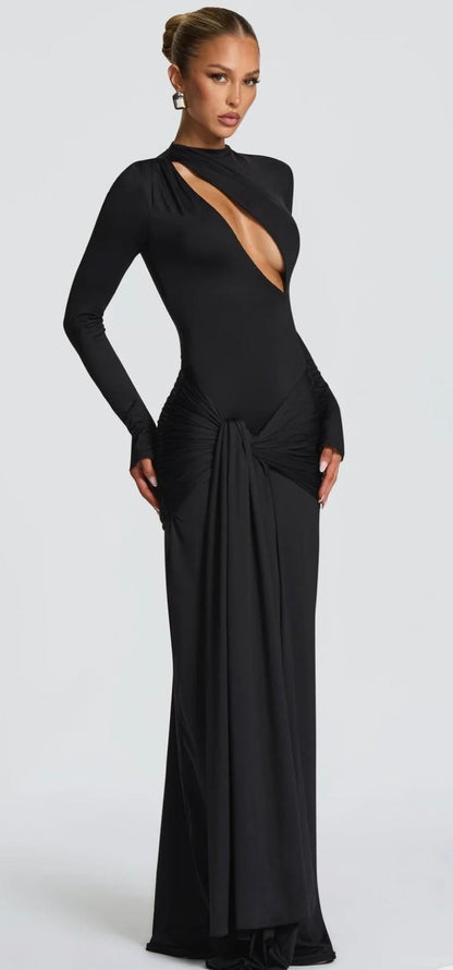 Sculpted Angle Tie Maxi Dress