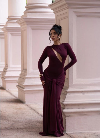 Sculpted Angle Tie Maxi Dress