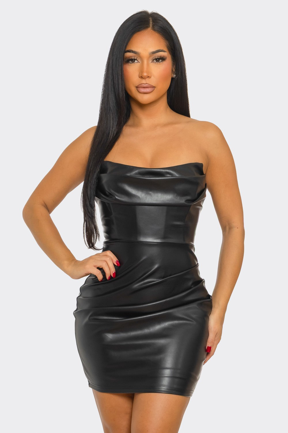 Faux Leather Sleeveless Corset Mini Dress