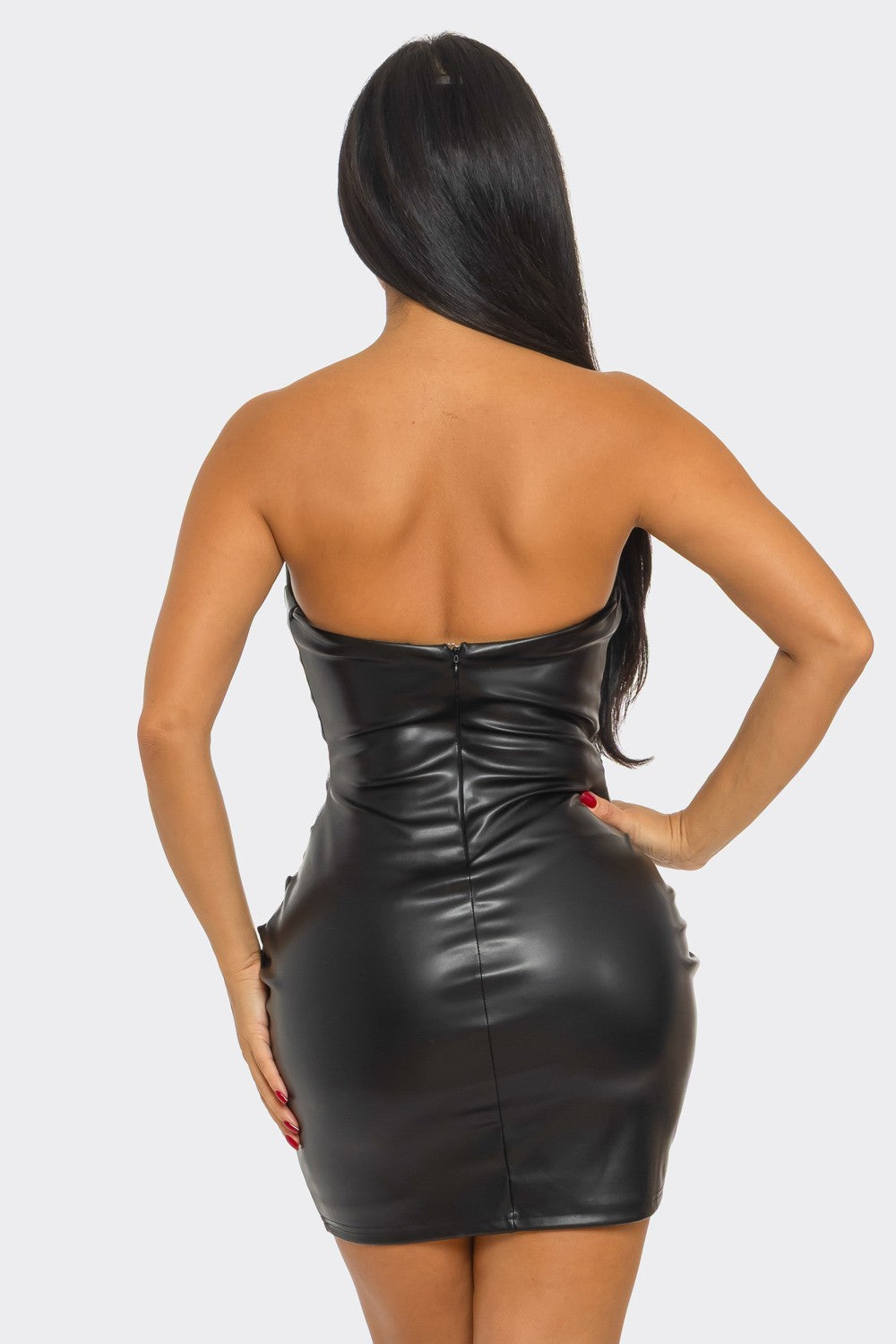 Faux Leather Sleeveless Corset Mini Dress