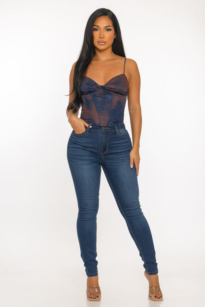 Eclipse Ombré Lace-Up Corset Top