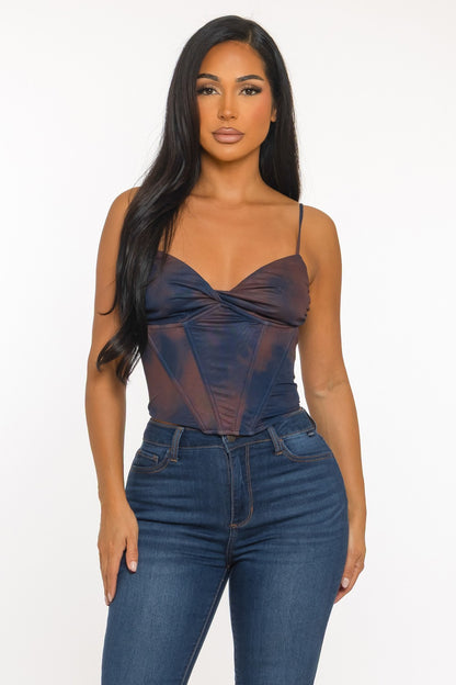 Eclipse Ombré Lace-Up Corset Top