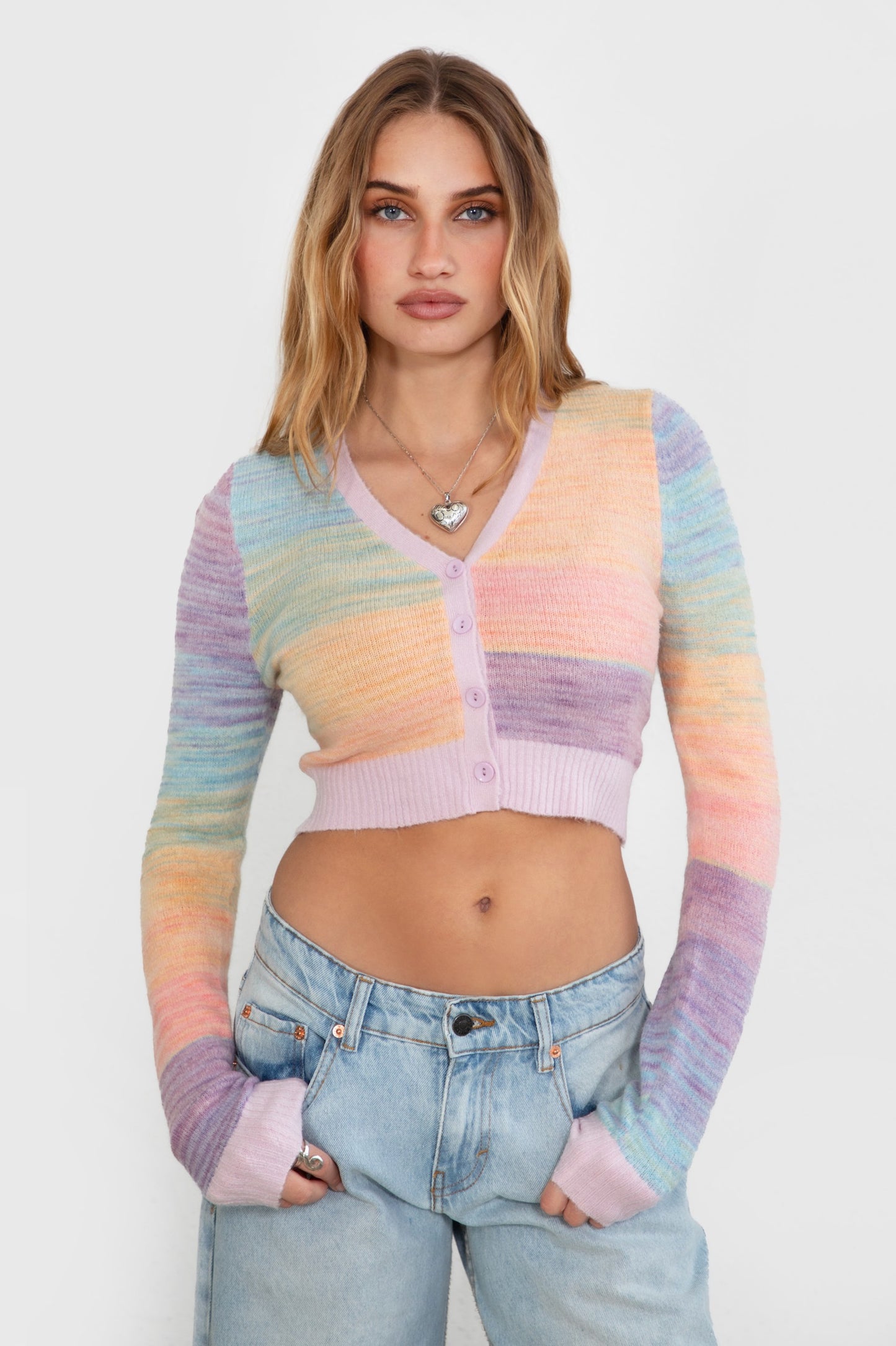 Pastel Dream Knit Crop Cardigan Top