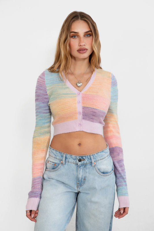 Pastel Dream Knit Crop Cardigan Top