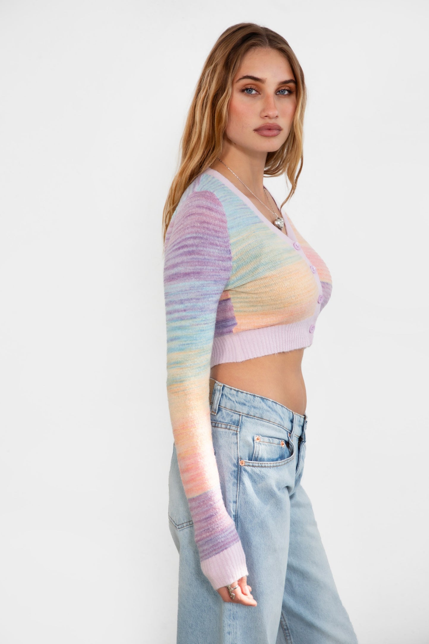 Pastel Dream Knit Crop Cardigan Top