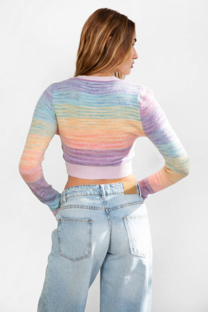 Pastel Dream Knit Crop Cardigan Top