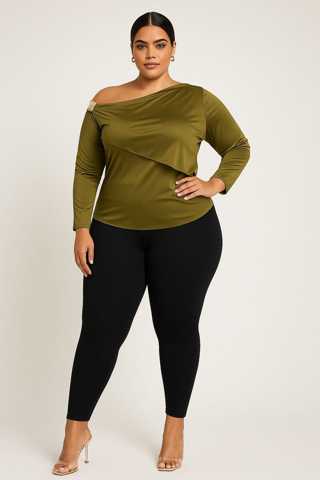 Aurelia Off-Shoulder Long Sleeve Top -Curve