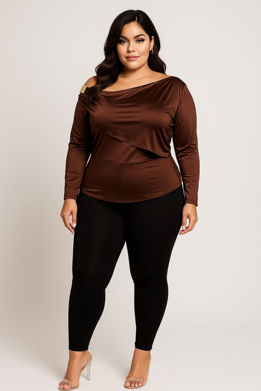Aurelia Off-Shoulder Long Sleeve Top -Curve