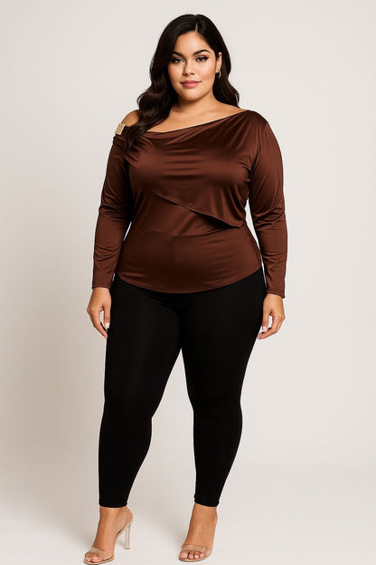 Aurelia Off-Shoulder Long Sleeve Top -Curve