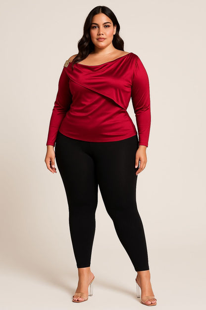 Aurelia Off-Shoulder Long Sleeve Top -Curve