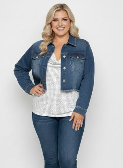 Classic Cropped Denim Jacket – Curve