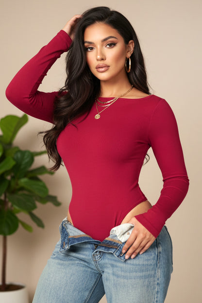 Second Skin Boatneck Long Sleeve Bodysuit