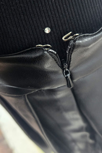 High Status Faux Leather Pleated Mini Skort
