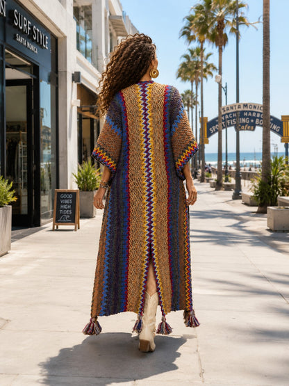 Imani Chevron Boho Knit Kimono