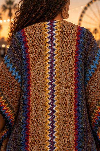 Imani Chevron Boho Knit Kimono