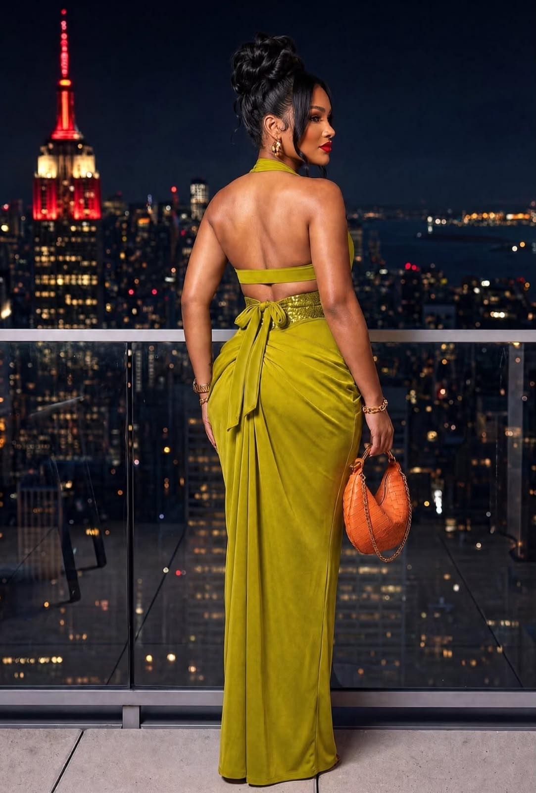 Sienna Sequin-Trim Halter Maxi Set