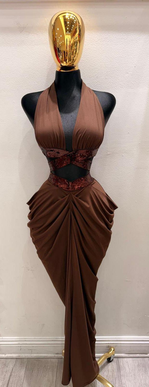 Sienna Sequin-Trim Halter Maxi Set