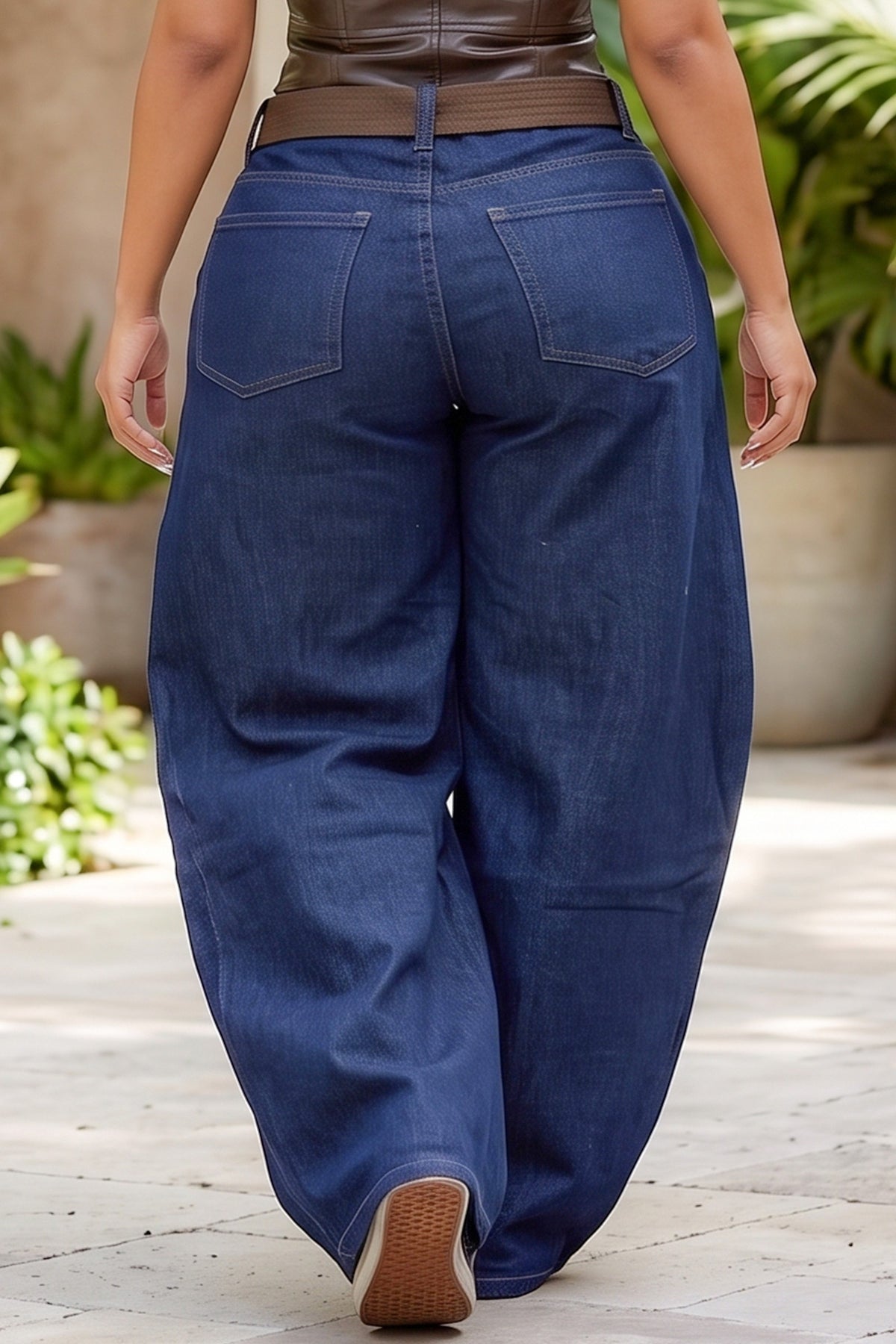 Midnight Muse Belted Barrel Jeans