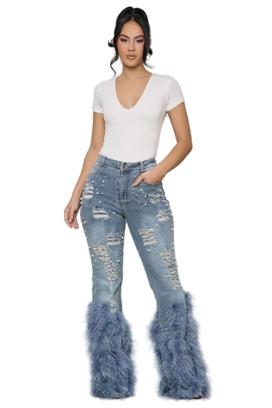 Flight Risk Feather-Detail Jeans