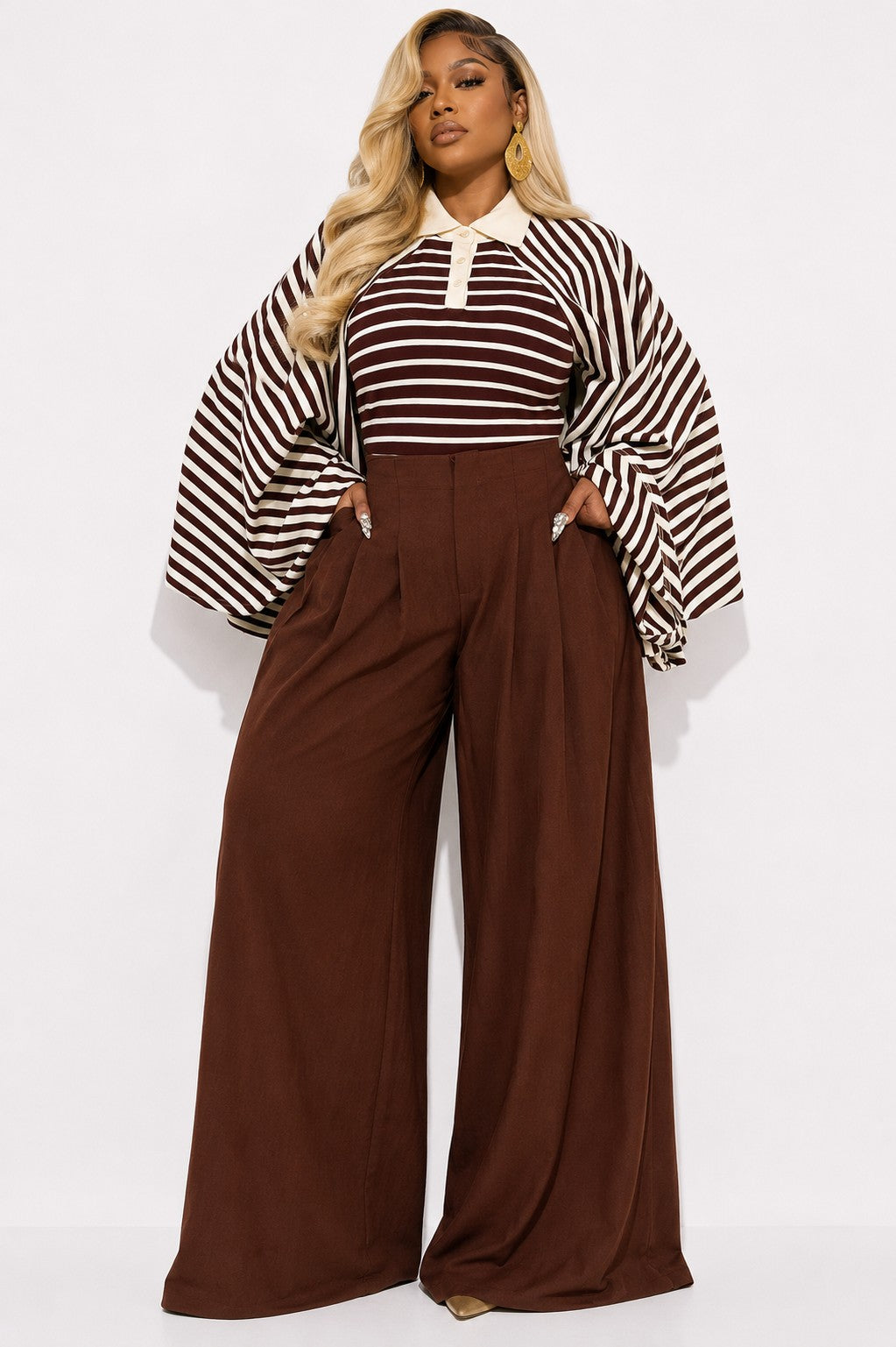 Rule Breaker Striped Bell-Sleeve Top