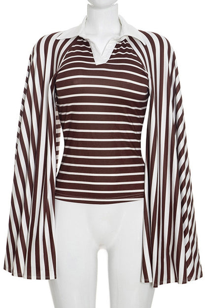 Rule Breaker Striped Bell-Sleeve Top