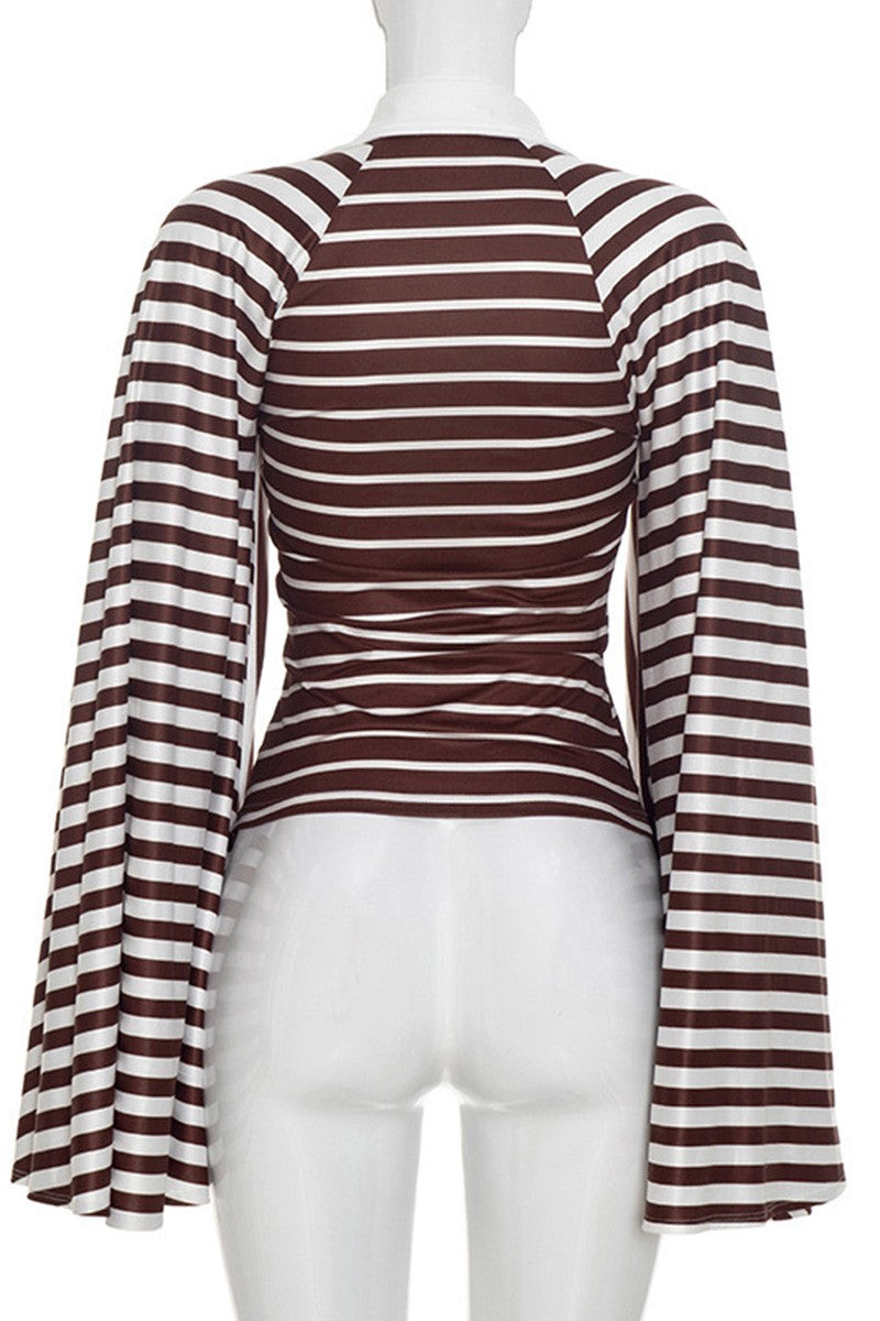 Rule Breaker Striped Bell-Sleeve Top