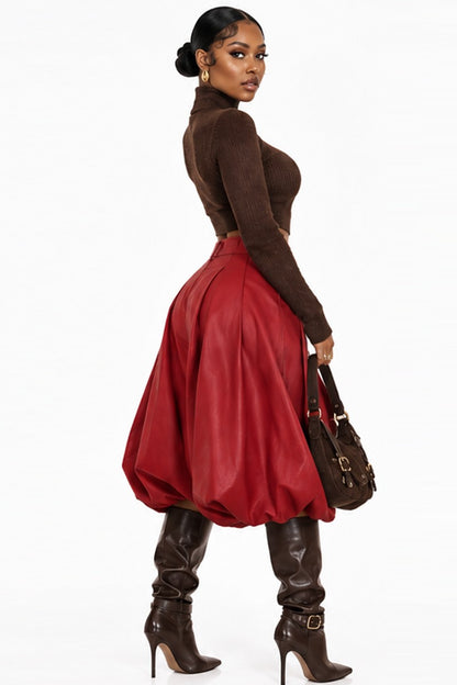 After Hours Faux Leather Balloon-Hem Pants